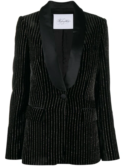 Redemption Velvet Striped Blazer In Black