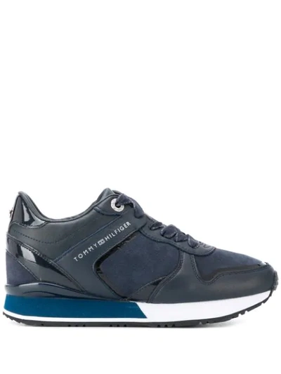 Tommy Hilfiger Contrast Panel Sneakers In Blue