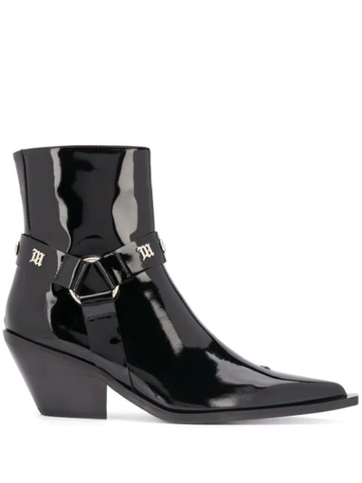 Misbhv Studded Point Toe Ankle Boots In Black