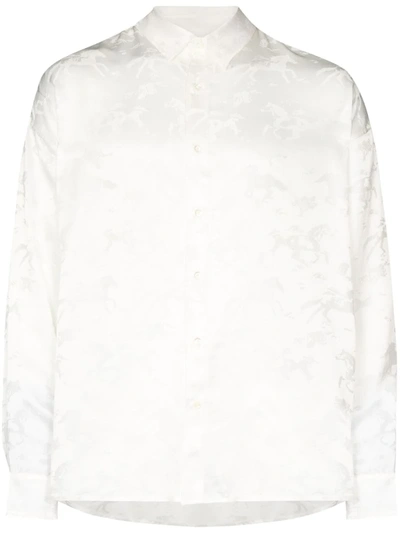 Nahmias Stallion Jacquard Silk Shirt In White