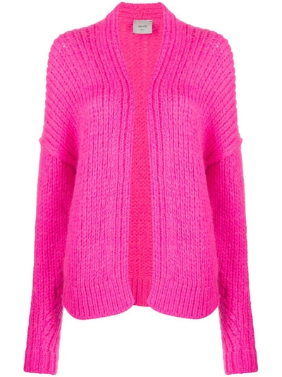 Alysi Open Ribbed Knit Cardigan In Pink