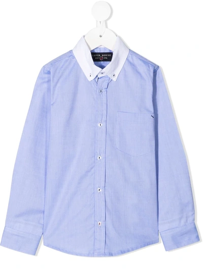 Lapin House Kids' Contrast-collar Shirt In Blue