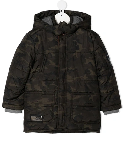 Lapin House Kids' Camouflage Print Parka Coat In Green