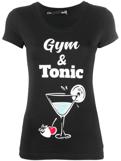 Love Moschino Gym & Tonic Round Neck T-shirt In Black