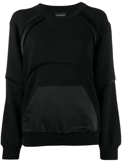 Emporio Armani Panelled Rib-trimmed Sweatshirt In Black