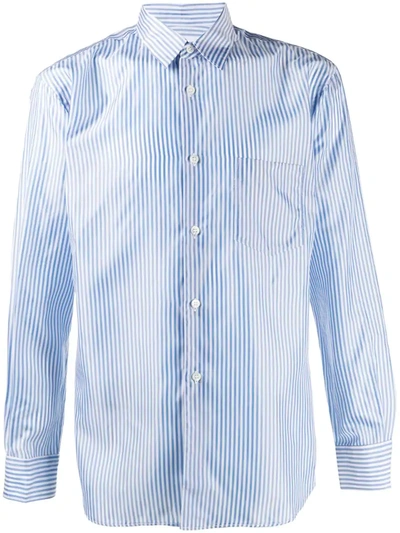 Comme Des Garçons Shirt Stripe-print Fitted Shirt In Blue
