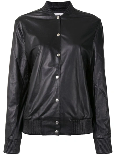 Kenzo Leather Bomber Jacket In Black