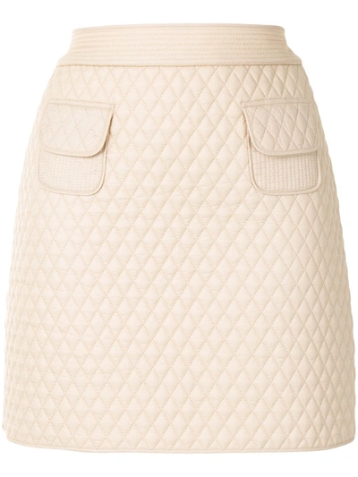 Paule Ka Diamond-quilted Mini Skirt In Neutrals