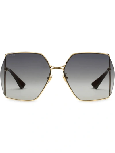 Gucci Oval-frame Sunglasses In Gold Metal And Grey