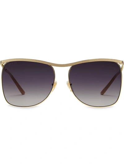 Gucci Square Frame Sunglasses In Gold