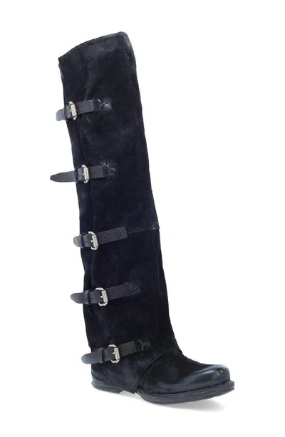 A.s.98 Shaylynn Over The Knee Boot In Black Leather