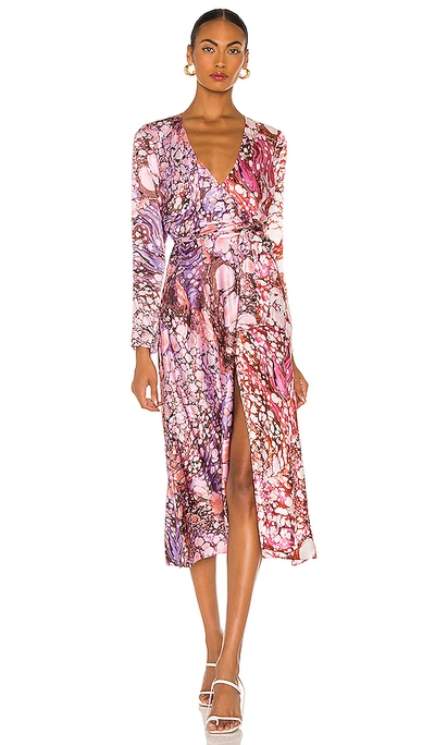 Diane Von Furstenberg Tilly Midi Dress In Marble Ivory & Guaiava