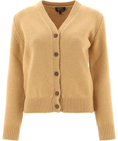 A.p.c. Ama V-neck Cardigan In Beige