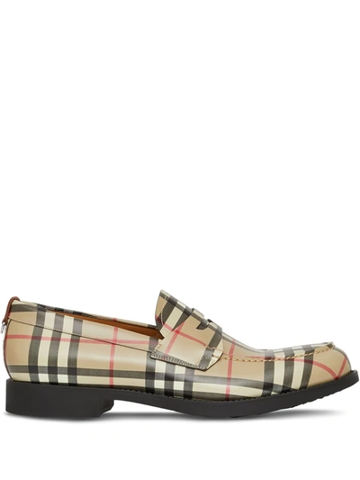 Burberry Emile Vintage Check Loafers In Beige