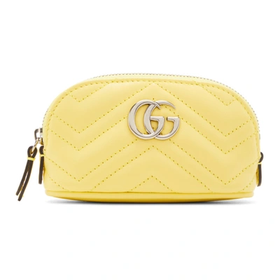 Gucci Yellow Mini Gg Marmont Coin Pouch In 7412 Banana