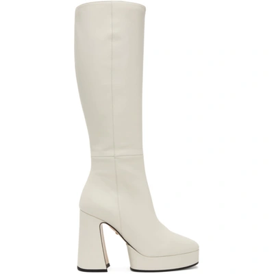 Gucci Madame Leather Knee-high Platform Boots In White