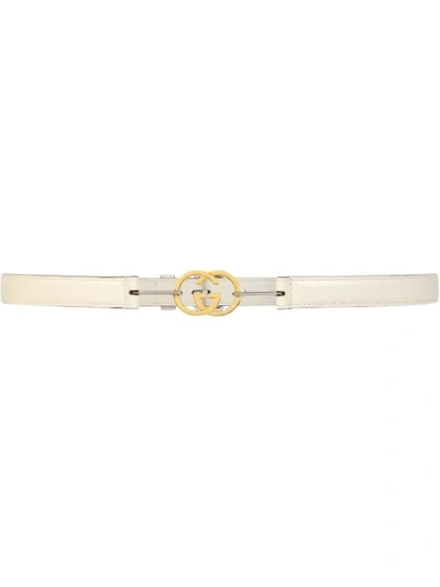 Gucci Thin Belt With Interlocking G Buckle In White