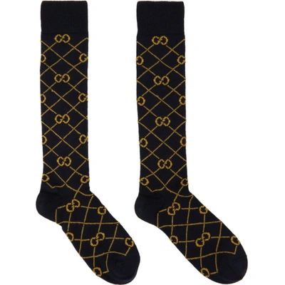 Gucci Gg Wool Knee-length Socks In Sapphire Beige