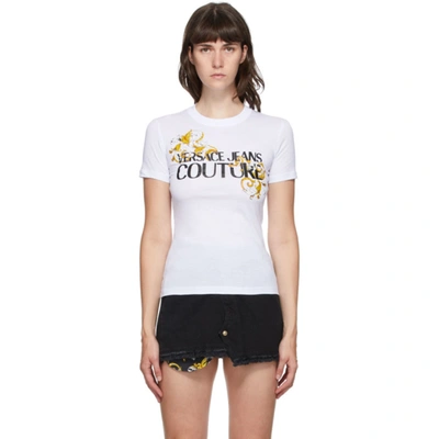 Versace Jeans Couture Logo Baroque-print Cotton T-shirt In White