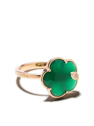 Pasquale Bruni Petit Joli 18k Rose Gold, Green Agate, & Diamond Flower Ring In Green/rose Gold