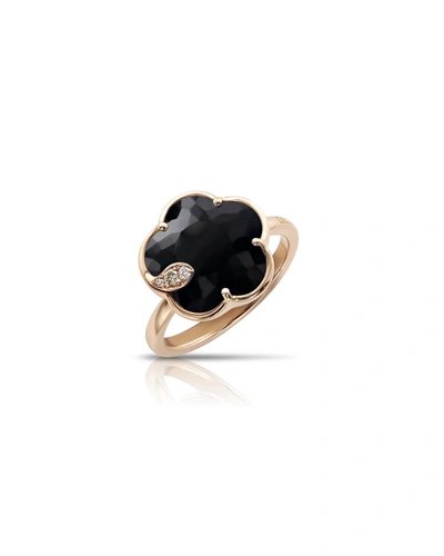Pasquale Bruni Petit Joli 18k Rose Gold, Black Onyx, & Diamond Flower Ring In Black/rose Gold
