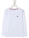 Lacoste Boys' Cotton Long Sleeved Tee - Little Kid, Big Kid In White