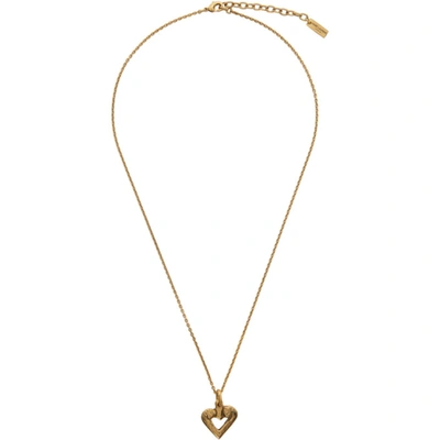Saint Laurent Gold Heart Charm Necklace In 8060 Gold L