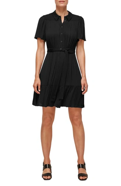 Whistles Tate Smocked Belted Dress In Black