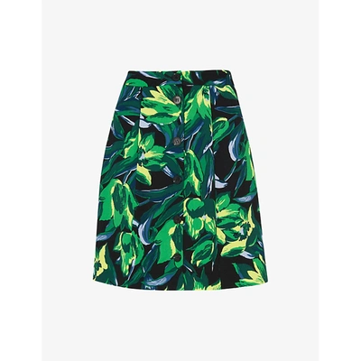 Whistles Tulip Print Button Front Skirt In Multi-coloured