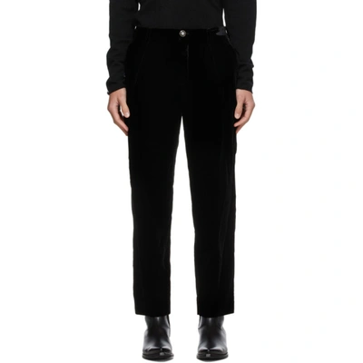 Saint Laurent Black Velvet Pleated Trousers In Nero