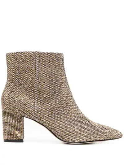 Kurt Geiger Burlington Ankle Boot In Brown Tweed With Micro-studs In Beige