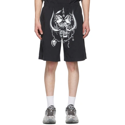 Vetements Motörhead Wide-leg Printed Cotton-jersey Shorts In Black