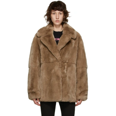 Yves Salomon Brown Fur Jacket In A2049 Srsin