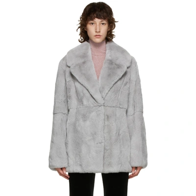 Yves Salomon Grey Fur Jacket In A8022 Opali