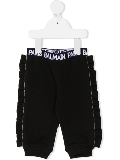 Balmain Babies' Kids Ruffle-detail Sweatpants (6-36 Months) In Black