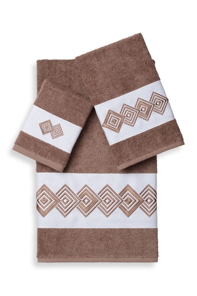 Linum Home Noah 3-pc. Embellished Towel Set Bedding In Brown