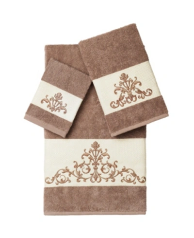 Linum Home Annabelle 3-pc. Embellished Towel Set Bedding In Brown