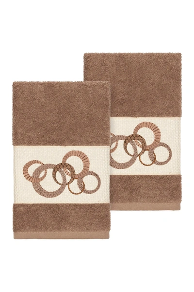 Linum Home Annabelle 2-pc. Embellished Hand Towel Set Bedding In Brown