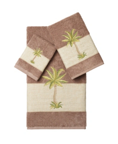 Linum Home Colton 3-pc. Embellished Towel Set Bedding In Brown