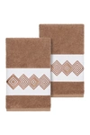 Linum Home Noah 2-pc. Embellished Hand Towel Set Bedding In Brown