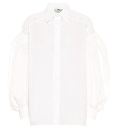 Fendi Puff-sleeve Cotton Shirt In White