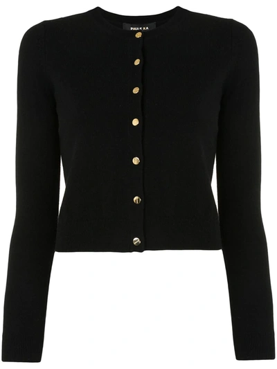Paule Ka Round Neck Buttoned Cardigan In Black