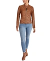 Guess Faux Leather Racer Jacket In Cognac