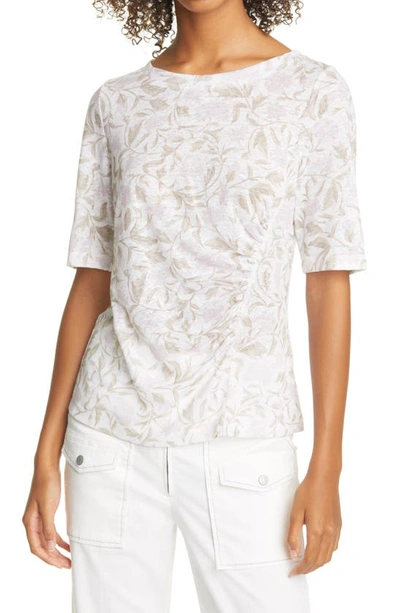 Rebecca Taylor Women's Zadie Floral Linen T-shirt In Snow Combo