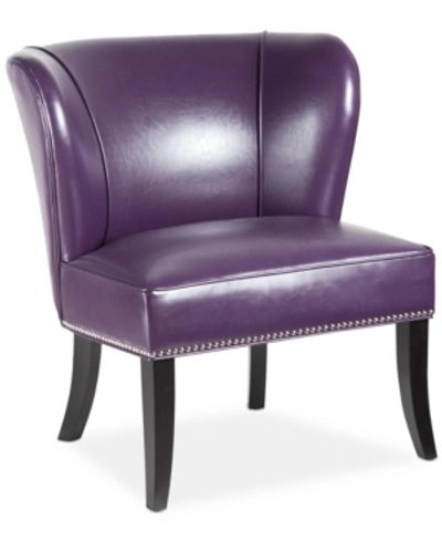 Furniture Janie Faux Leather Accent Chair In Purple