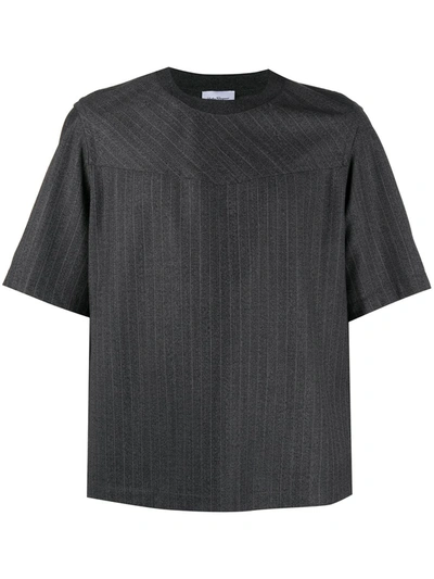 Ferragamo Pinstripe Pattern T-shirt In Grey