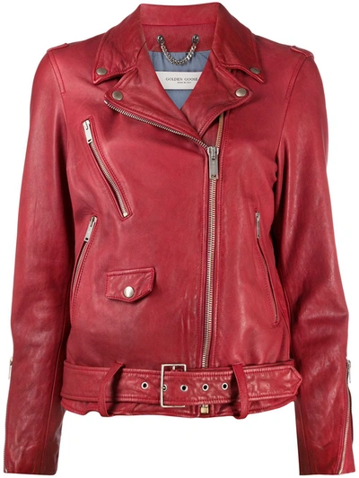 Golden Goose Red Classic Biker Jacket
