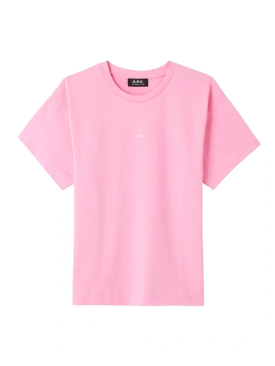 Apc Logo Print T-shirt In Pink