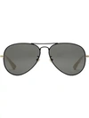 Gucci Grey Lenses Aviator Sunglasses In Black