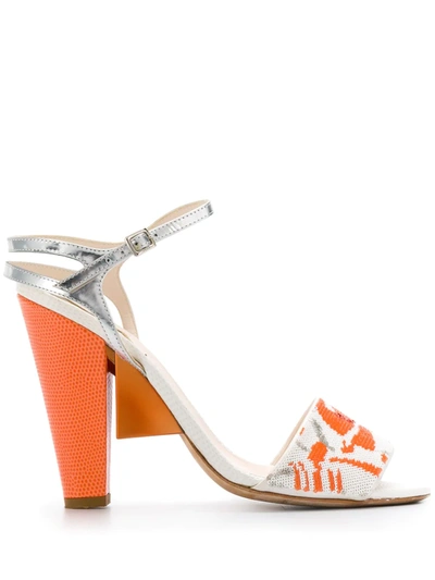 Pre-owned Fendi 2000's Colour-block Sandals In White